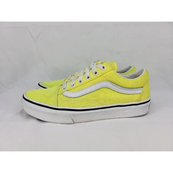 Vans Old Skool Shoes Sneakers Womens Size 6 Neon Highlighter Yellow White 508731 - Picture 10 of 12